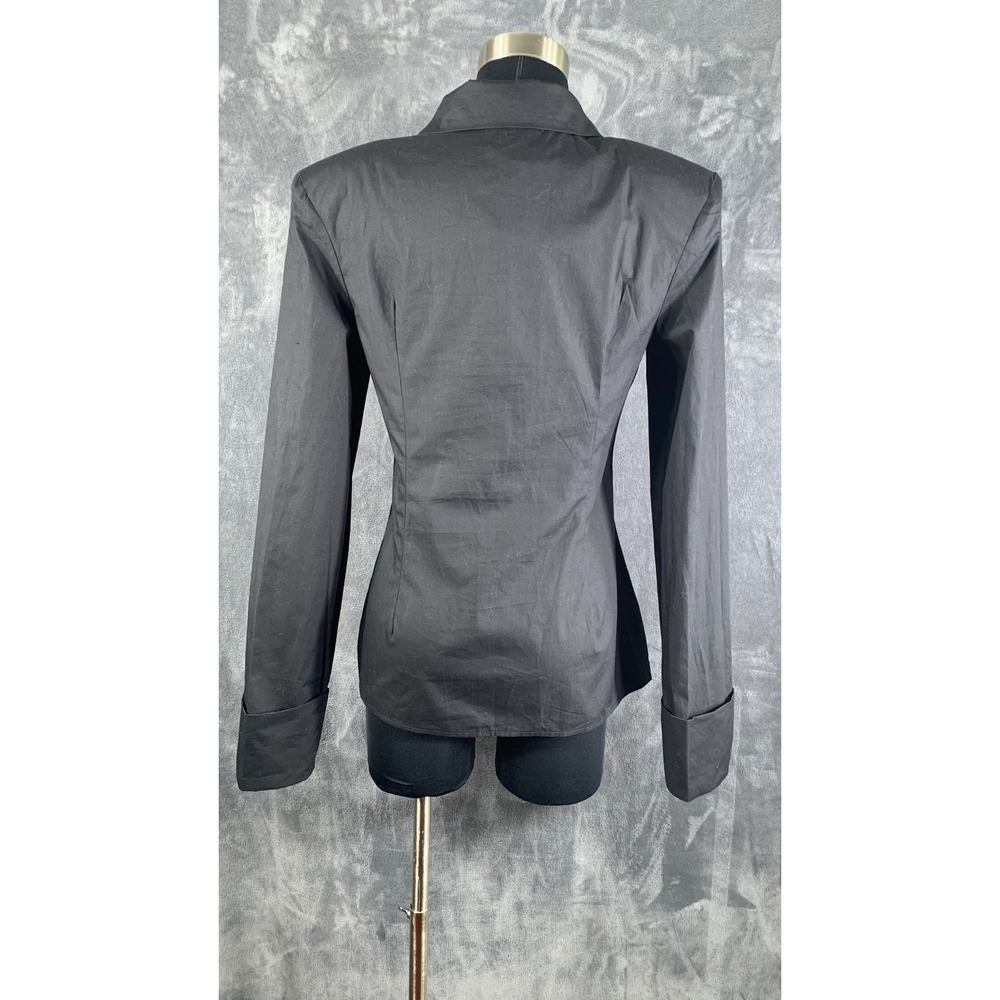 PrettyLittleThing Black Cotton Cinched Cuff Shoulder Pad Shirt Size 6 NEW - Picture 5 of 9